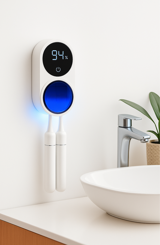 מכשיר זוגי לייבוש וחיטוי מברשות שיניים